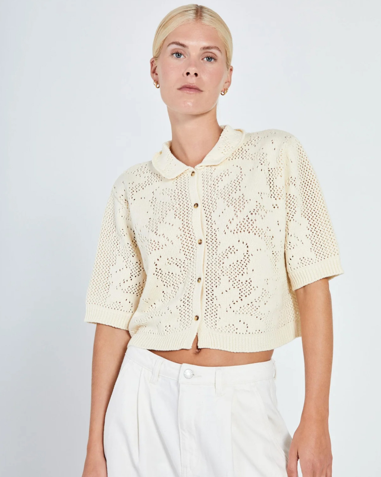 Cardigan Stilla Crochet - Off White - S