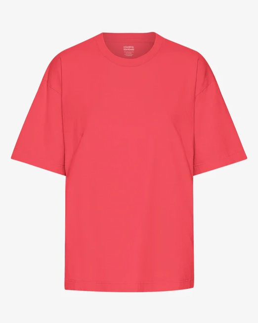 T-shirt Oversized Organic W´s - Red Tangerine