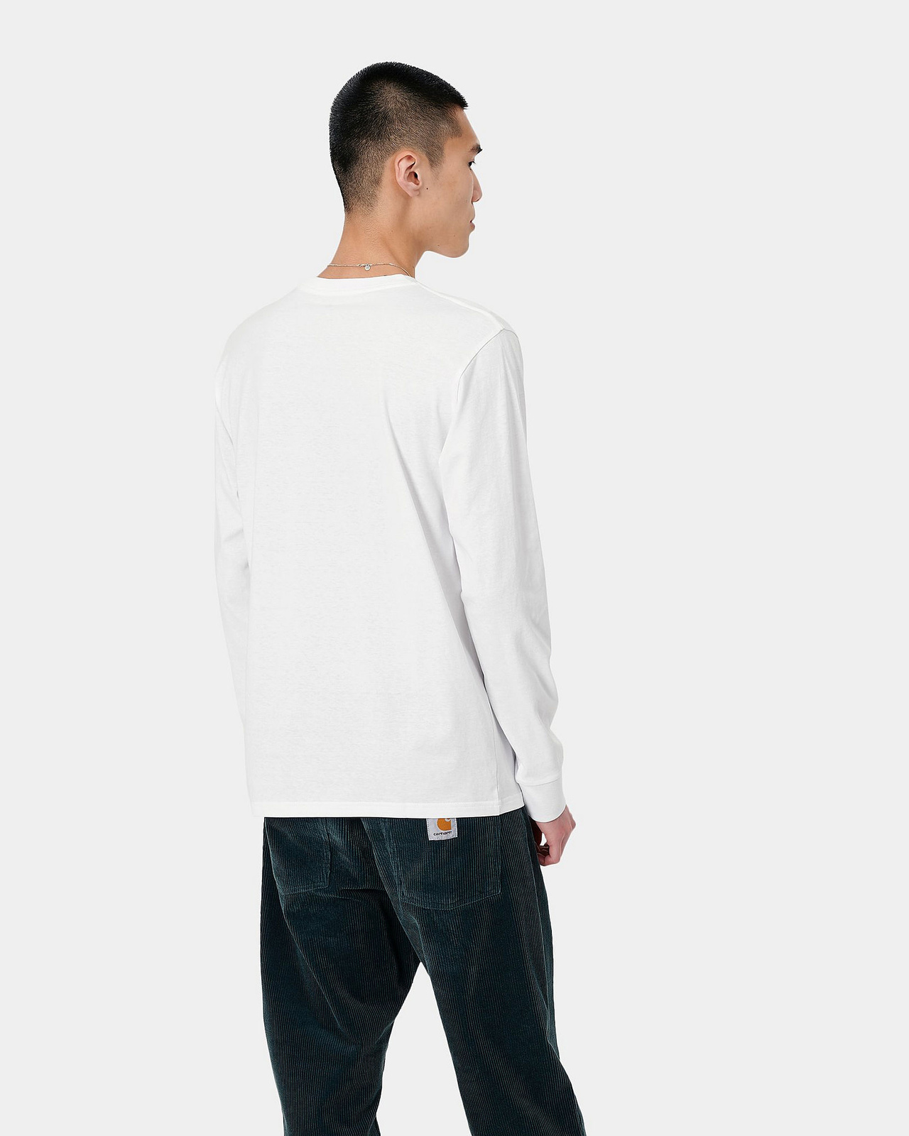 L/S Pocket T-shirt - White - S