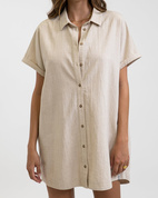 Klänning Classic Linen Shirt Dress - Sand - L