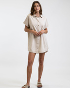 Klänning Classic Linen Shirt Dress - Sand - S